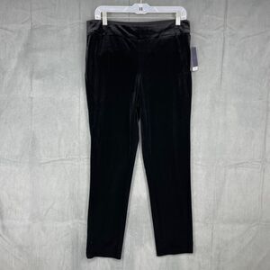 NYDJ Velour Pants Womens 8 Black Pull On Elastic Waist Straight Leg Stretch